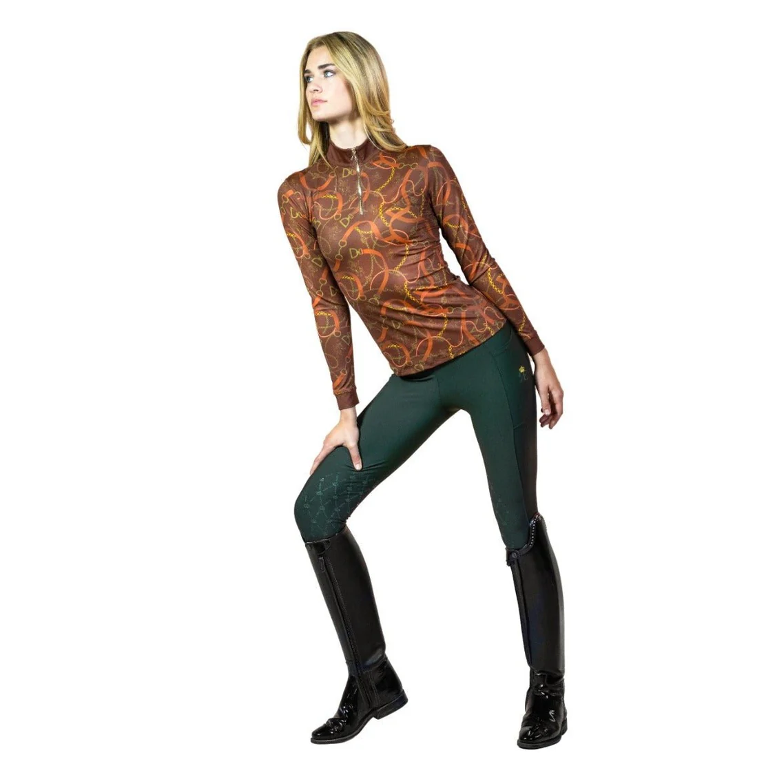 Royal Equestrian Base Layer Riding Shirt Chocolate Gold - Image 3