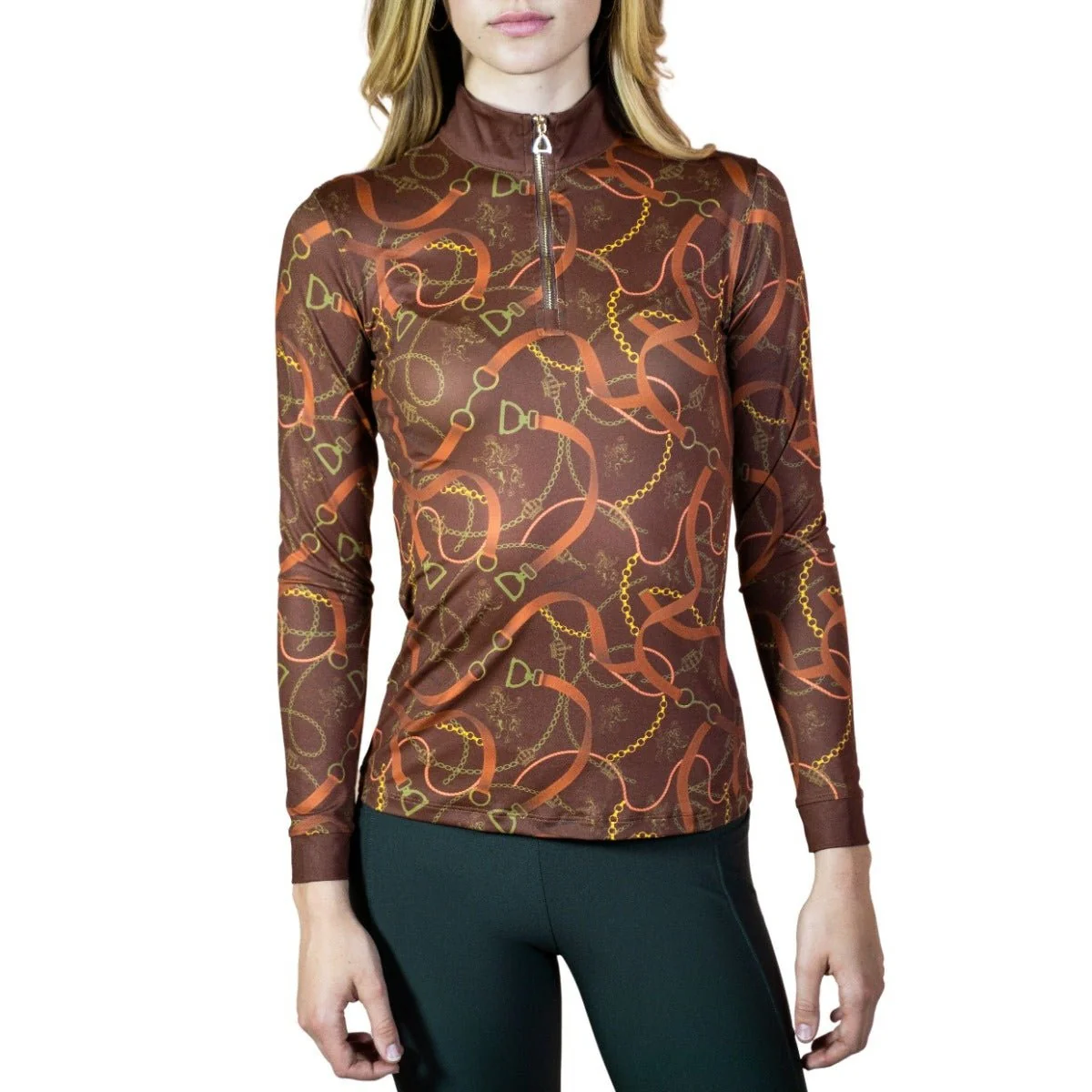 Royal Equestrian Base Layer Riding Shirt Chocolate Gold - Image 4