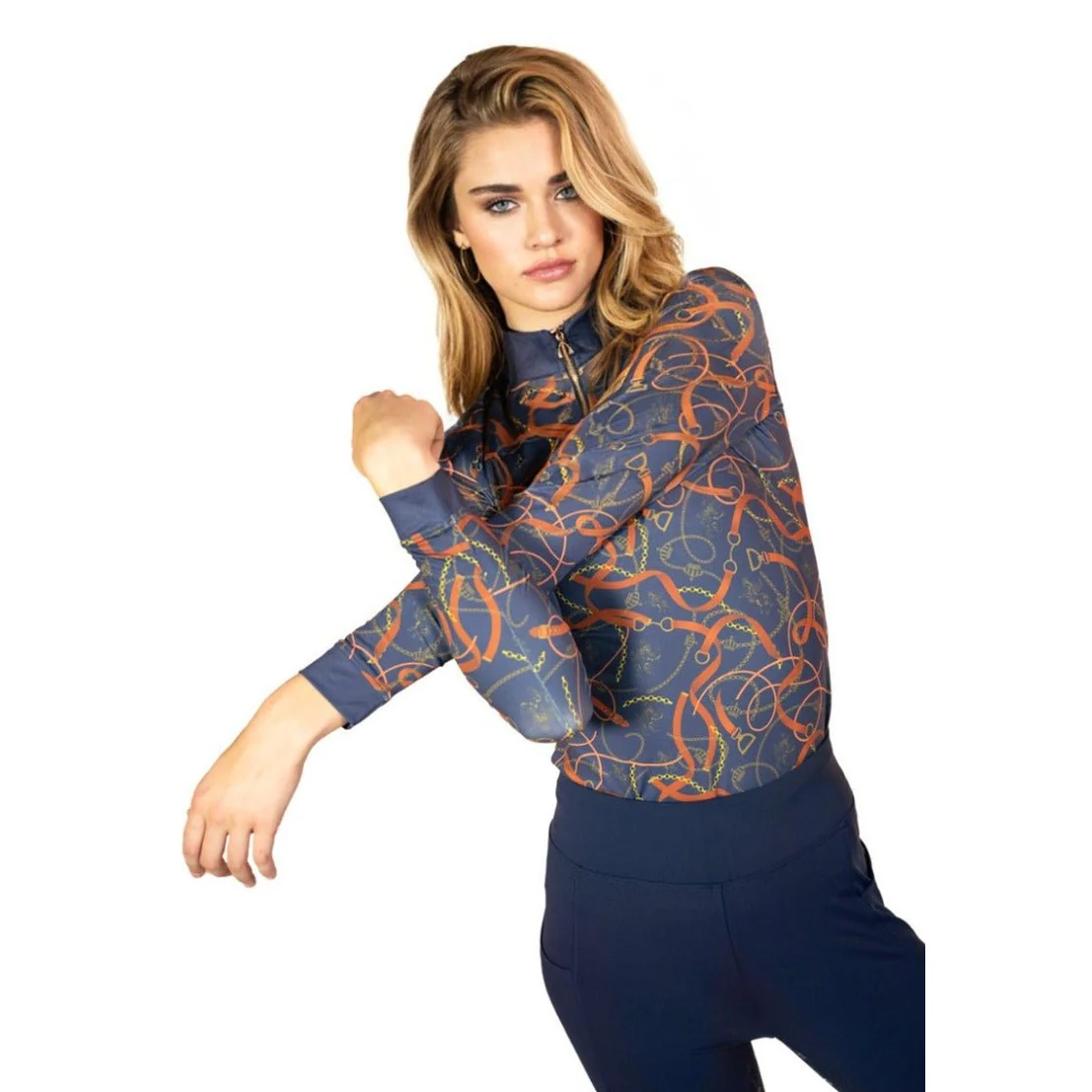 Royal Equestrian Riding Top Base Layer Cavallo Sport Uv Protection Navy - Image 3