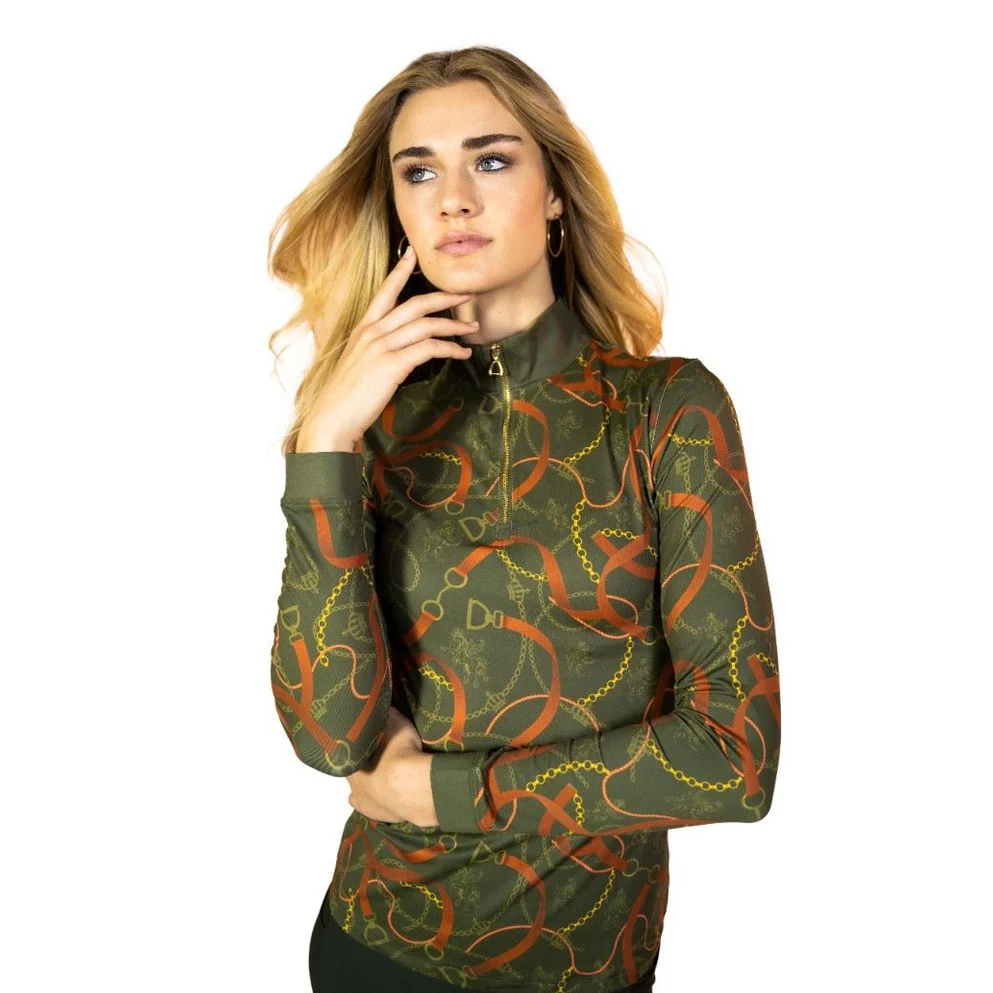 Royal Equestrian Base Layer Cavallo Le Pouvoir Sport Uv Protection Riding Top Olive - Image 3