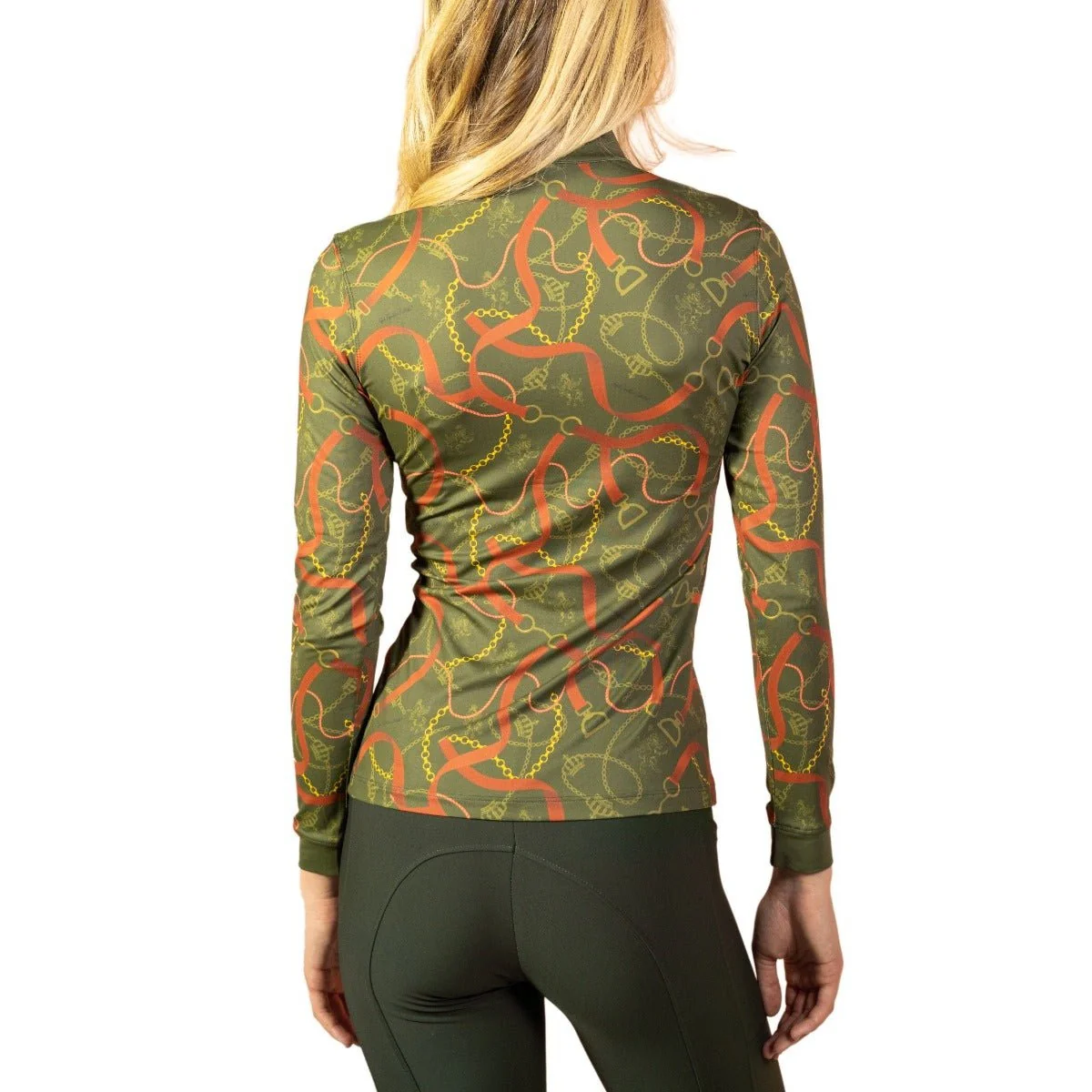 Royal Equestrian Base Layer Cavallo Le Pouvoir Sport Uv Protection Riding Top Olive - Image 5