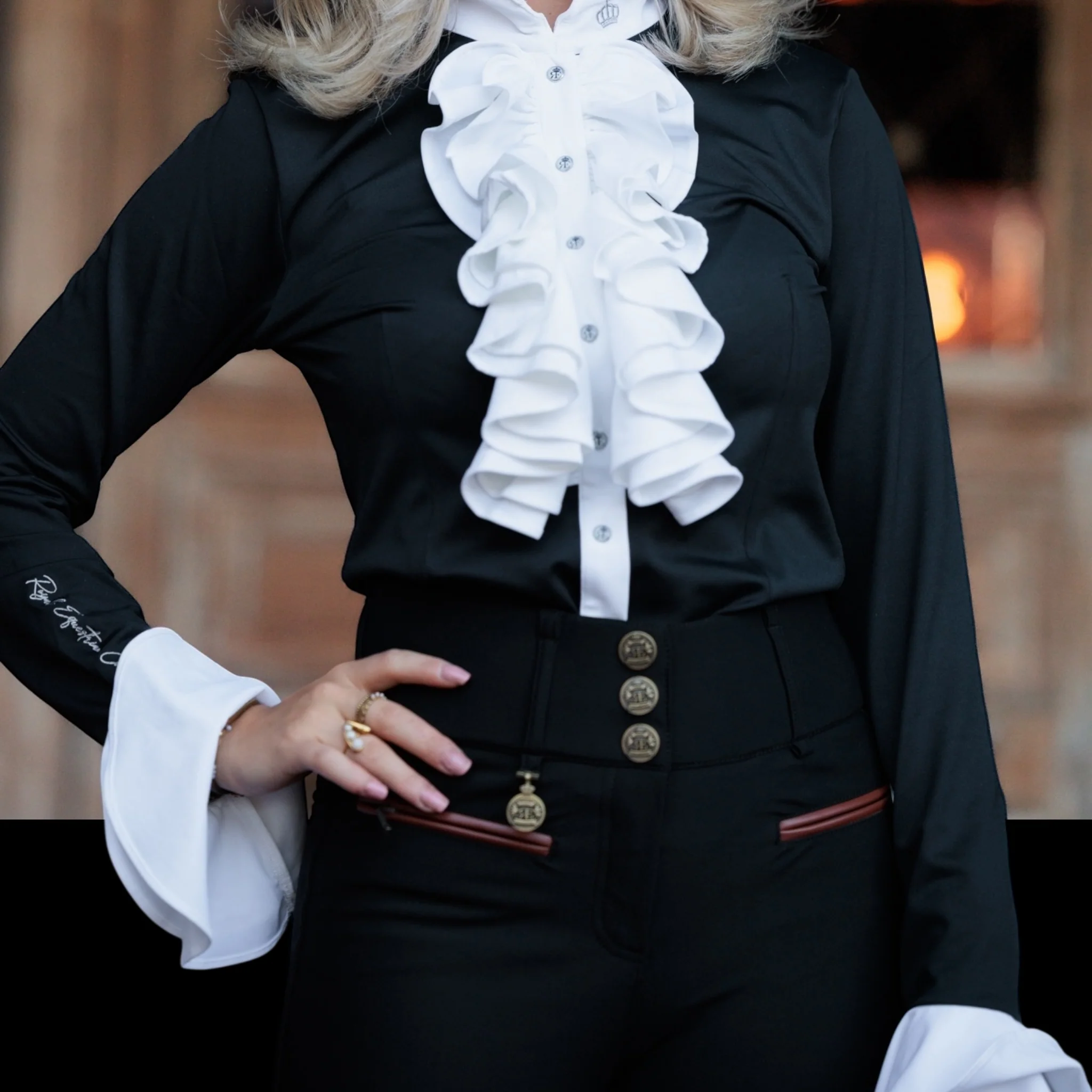Royal Equestrian Long Sleeve Competition Brenda Shirt With White Ruffle - Image 7