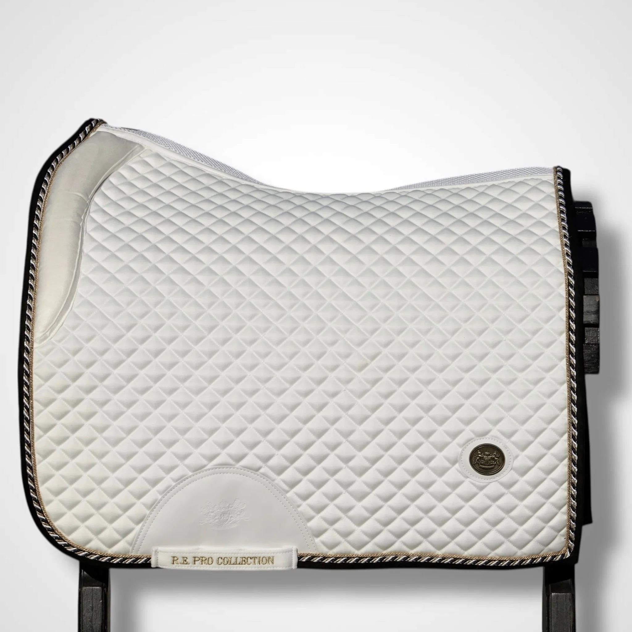 Royal Equestrian Saddle Pad Dressage Pro Cooling Mesh White Gold - Image 9