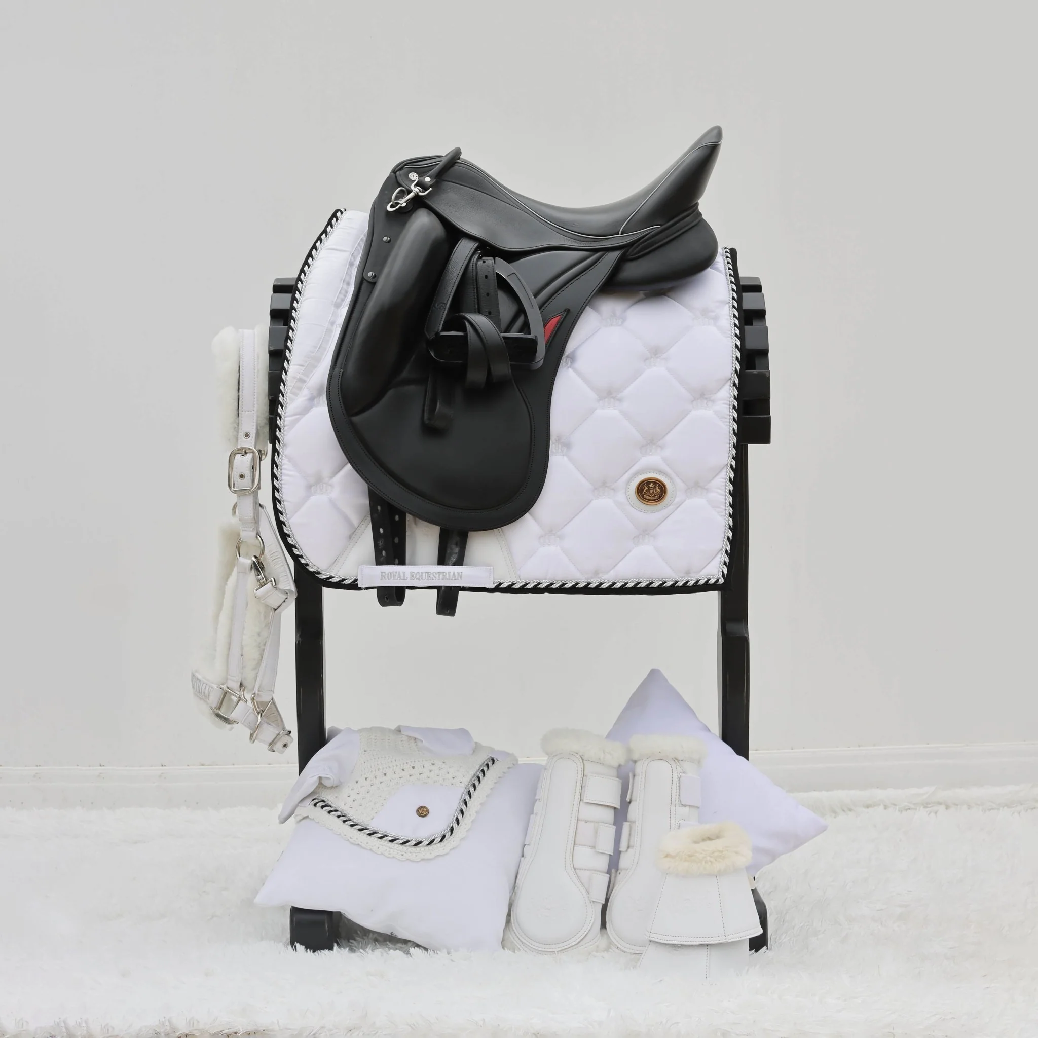 Royal Equestrian Dressage Saddle Pad White Silver - Image 3