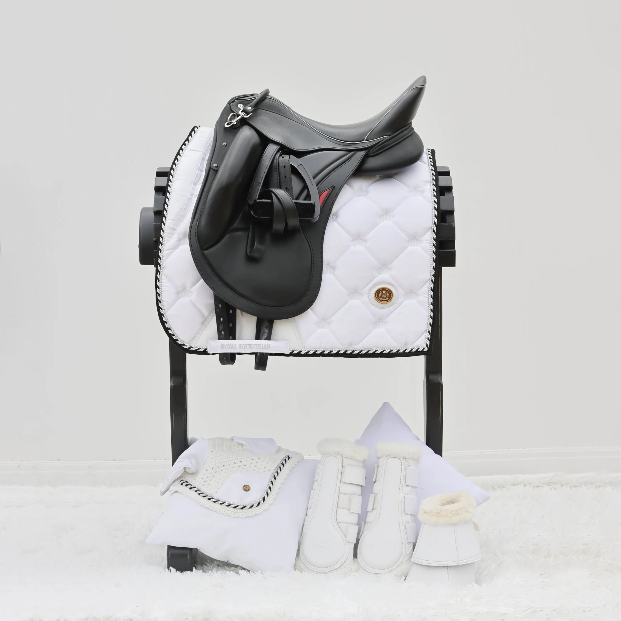 Royal Equestrian Dressage Saddle Pad White Silver - Image 4