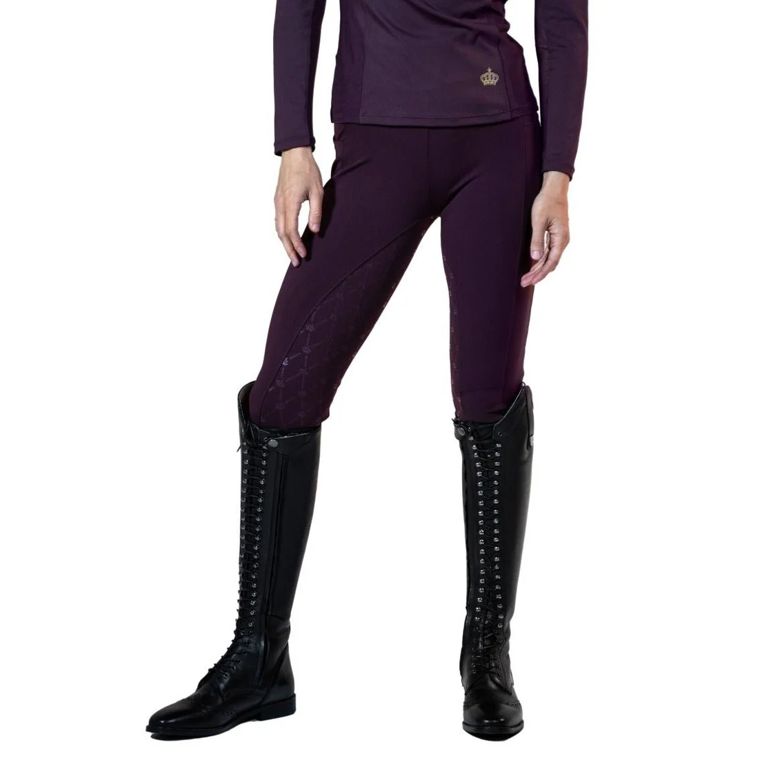 Royal Equestrian Riding Tights Full Grip Burgundy - Image 4