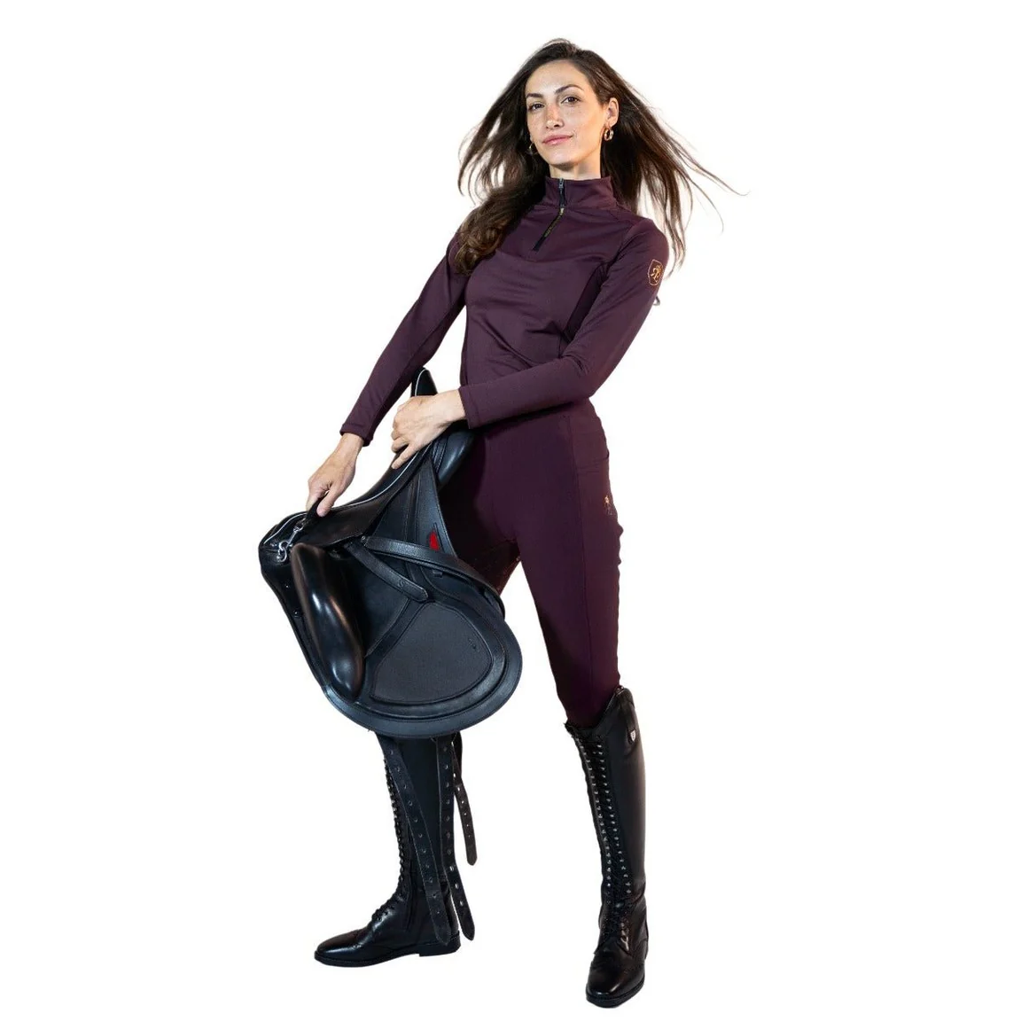 Royal Equestrian Riding Tights Full Grip Burgundy - Image 5