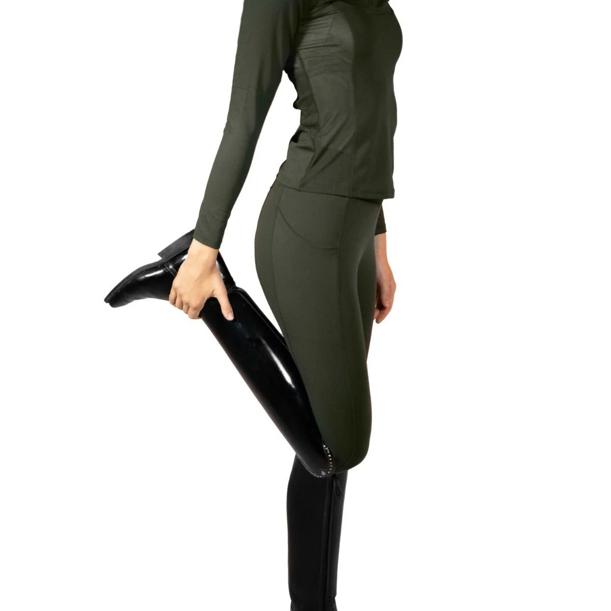 Royal Equestrian Riding Tights Full Grip Olive - Image 5