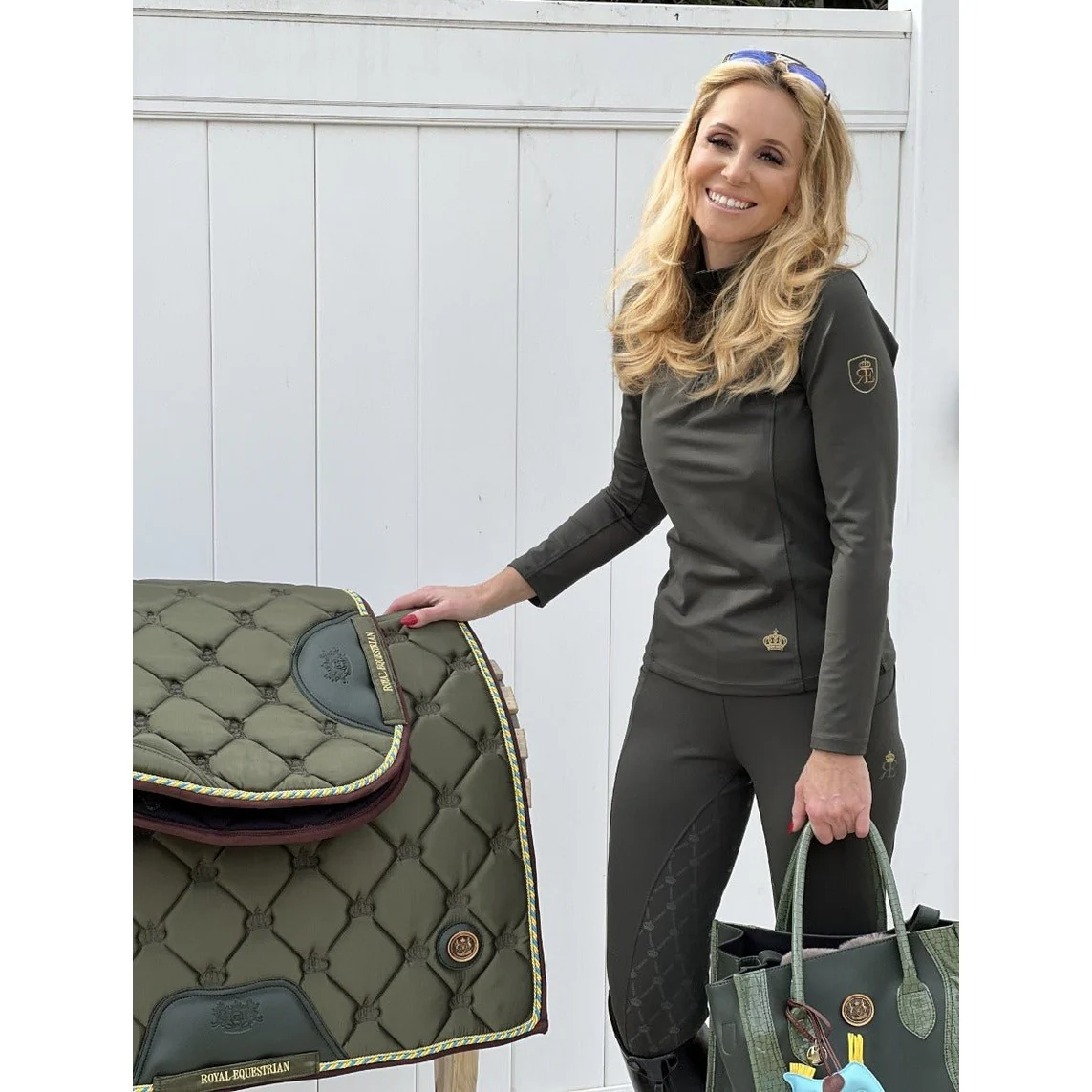 Royal Equestrian Riding Tights Full Grip Olive - Image 7