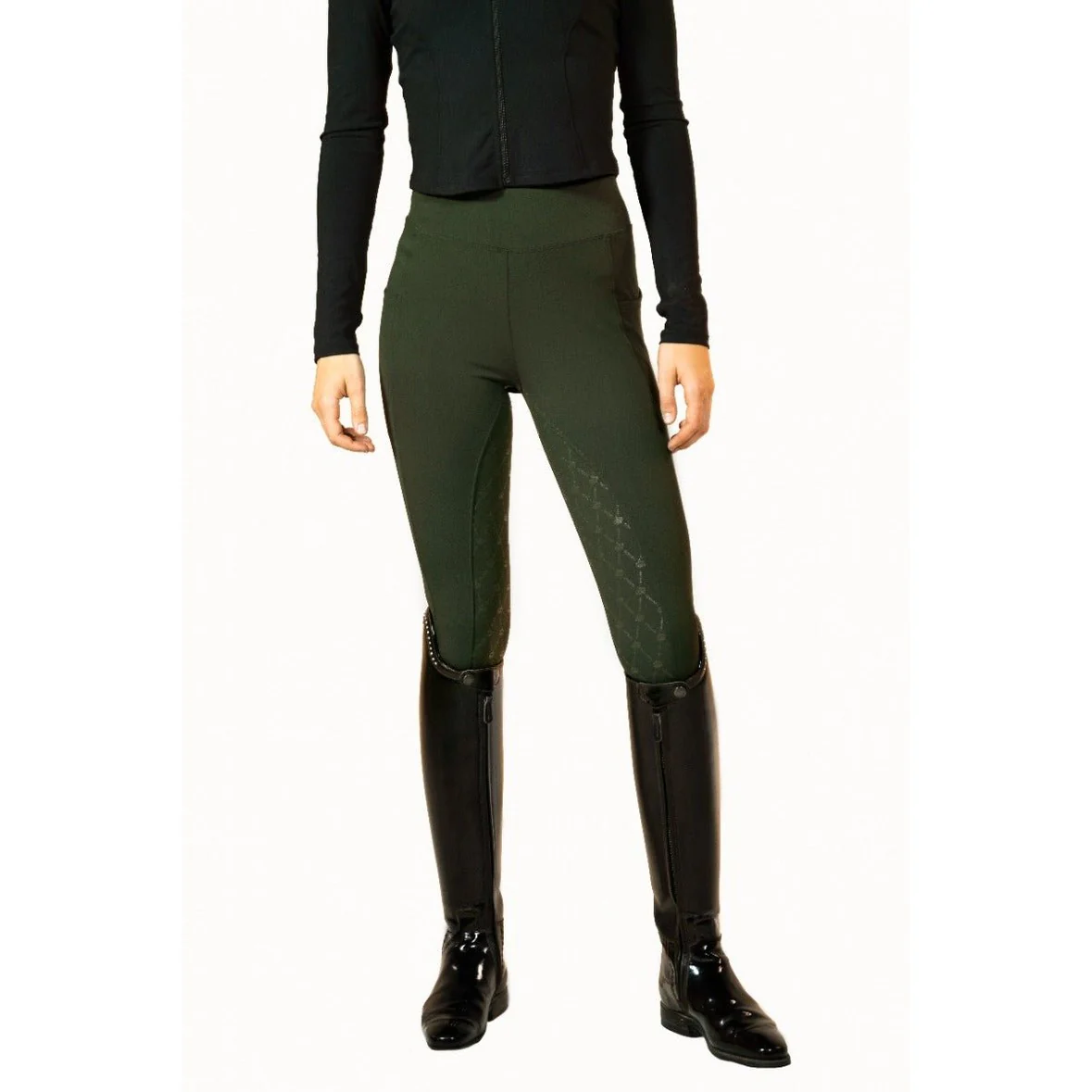 Royal Equestrian Riding Tights Full Grip Olive - Image 8