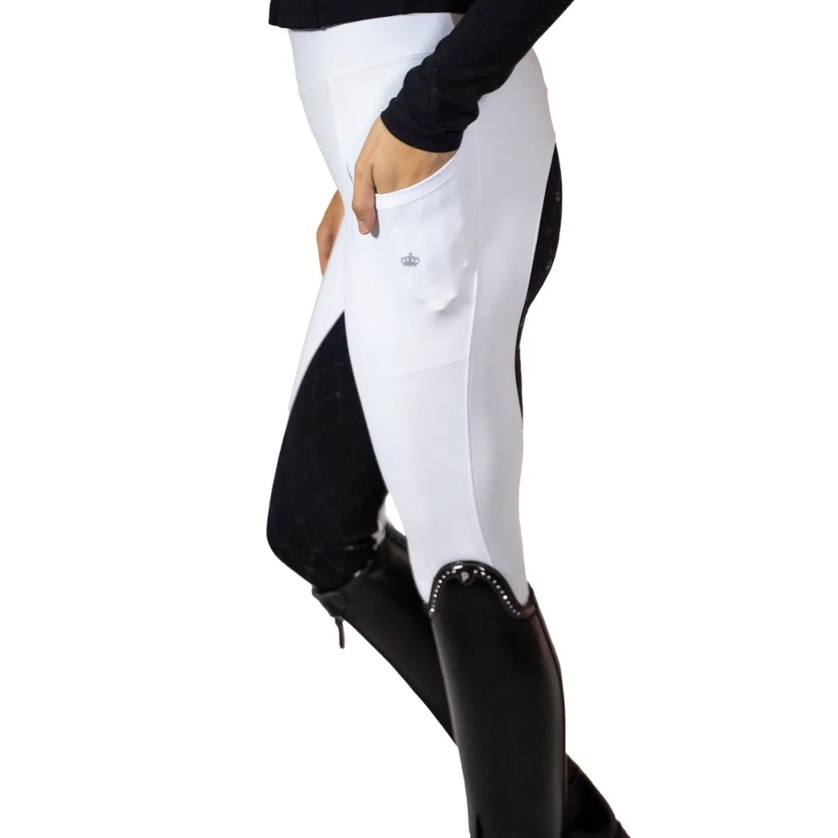 Royal Equestrian Riding Tights Full Grip White - Image 5