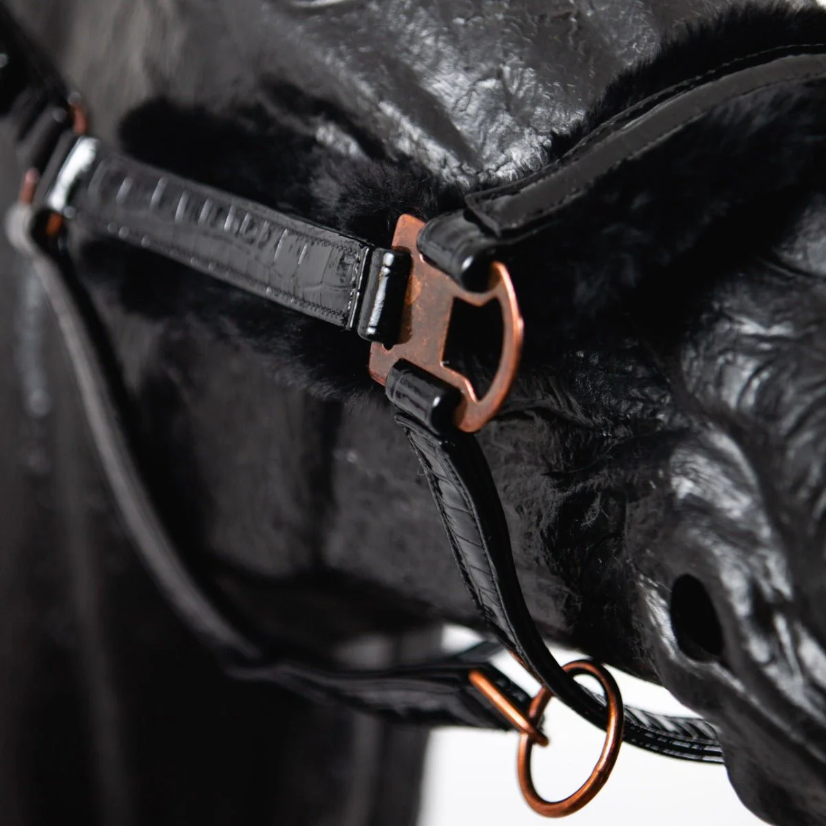 Royal Equestrian Fur Halter Croco Black Full - Image 5