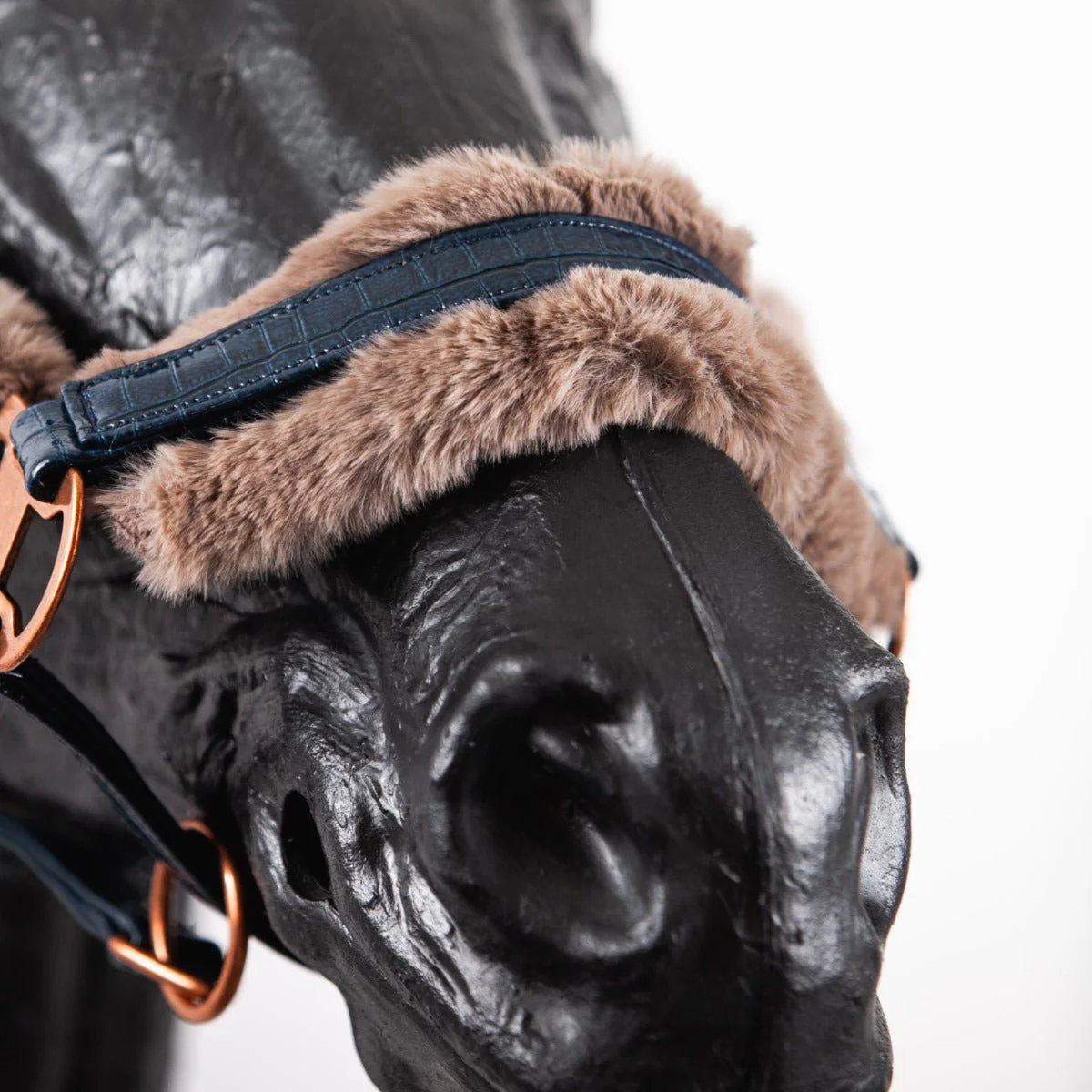Royal Equestrian Fur Halter Croco Navy Full - Image 3