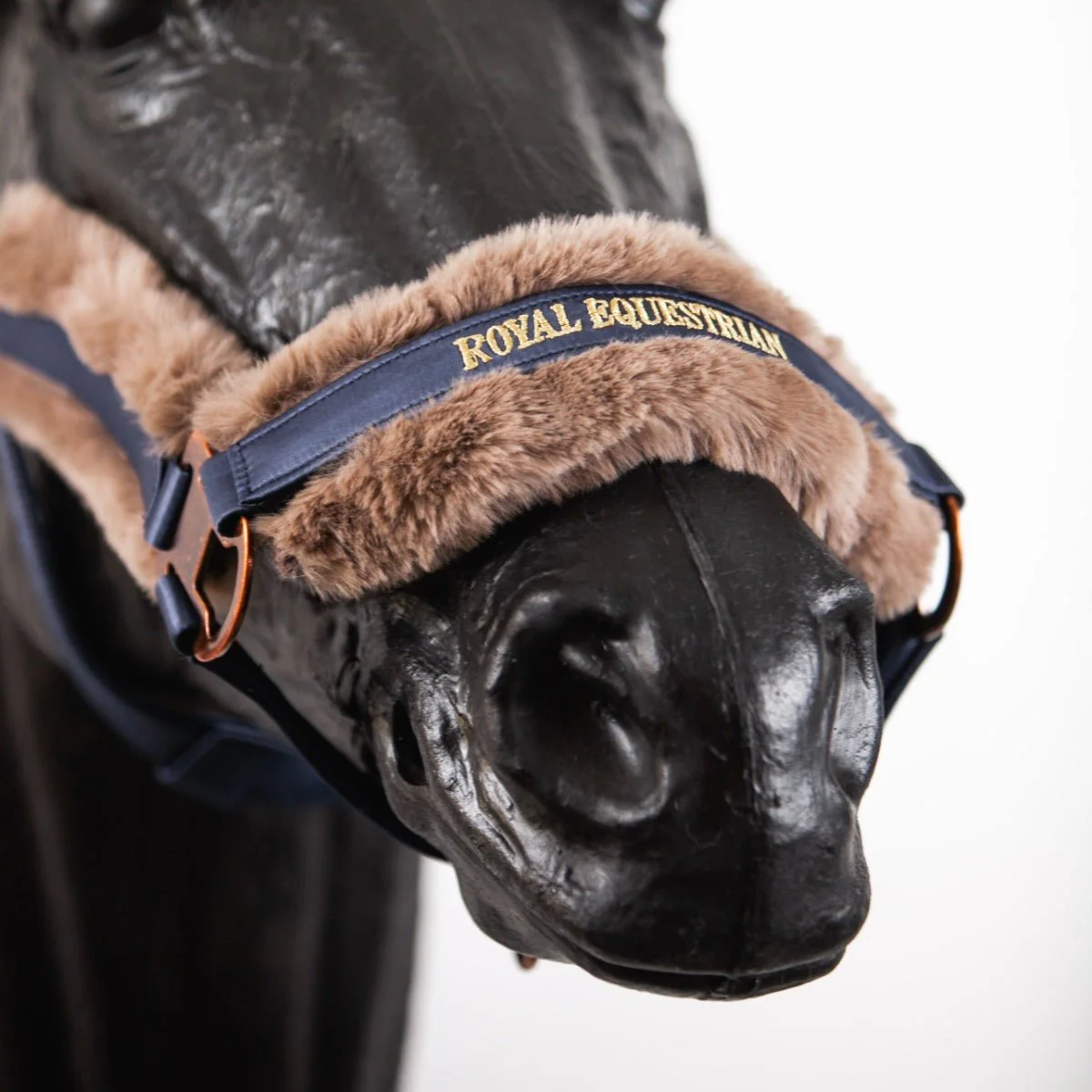 Royal Equestrian Fur Halter Navy Full - Image 3