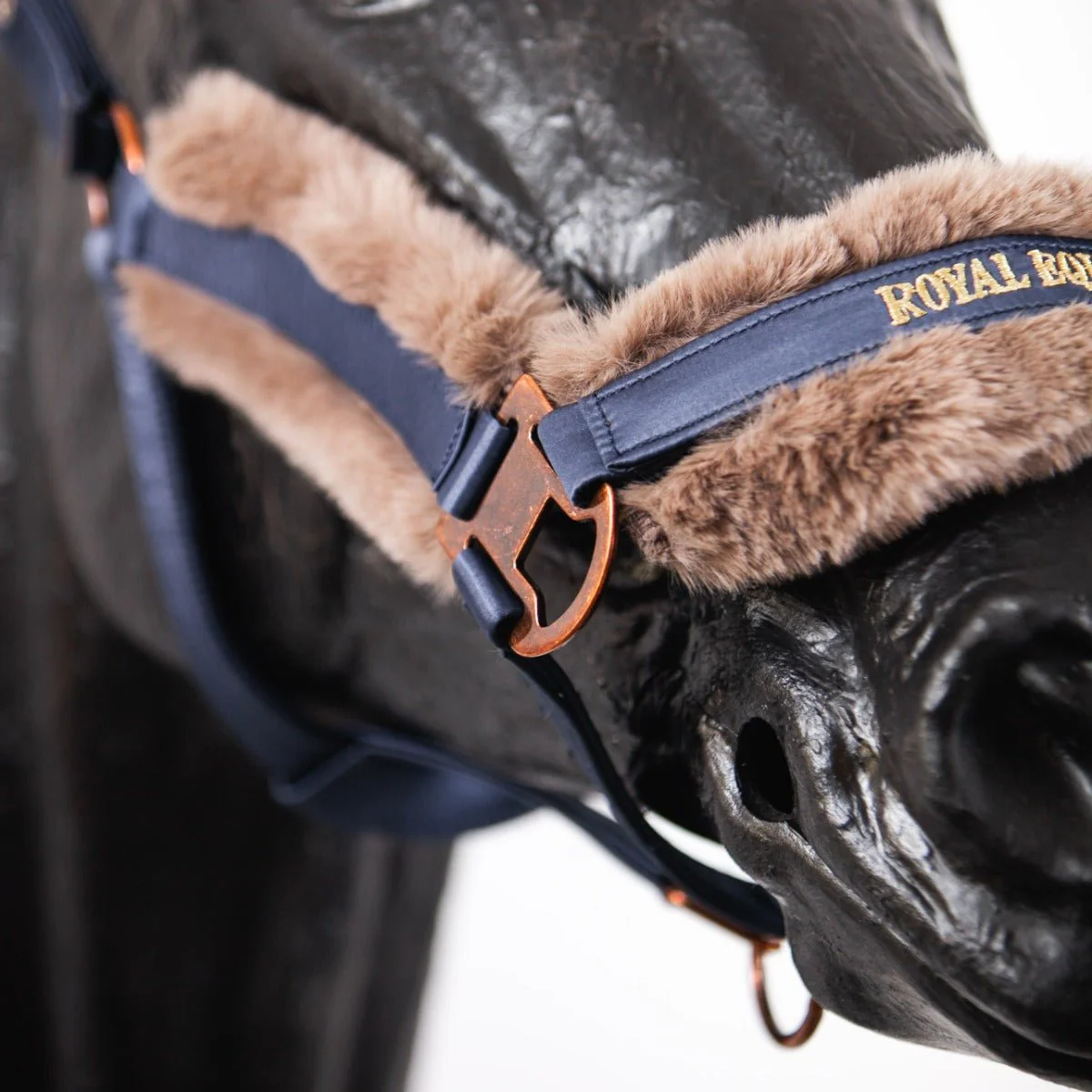 Royal Equestrian Fur Halter Navy Full - Image 4