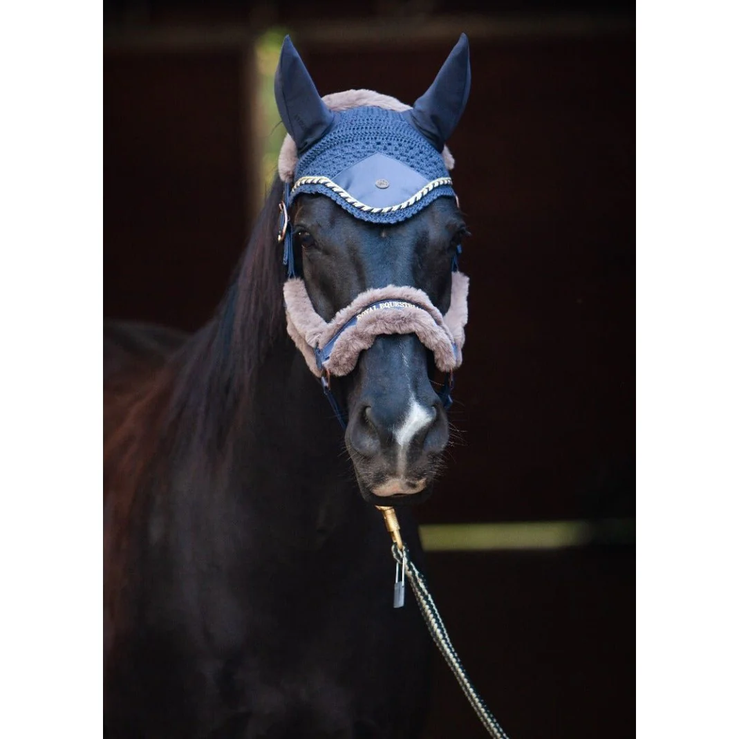 Royal Equestrian Fur Halter Navy Full - Image 6