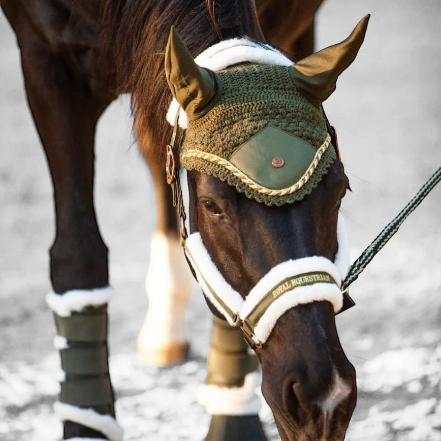 Royal Equestrian Premium Ear Bonnet Olive Full - Image 4
