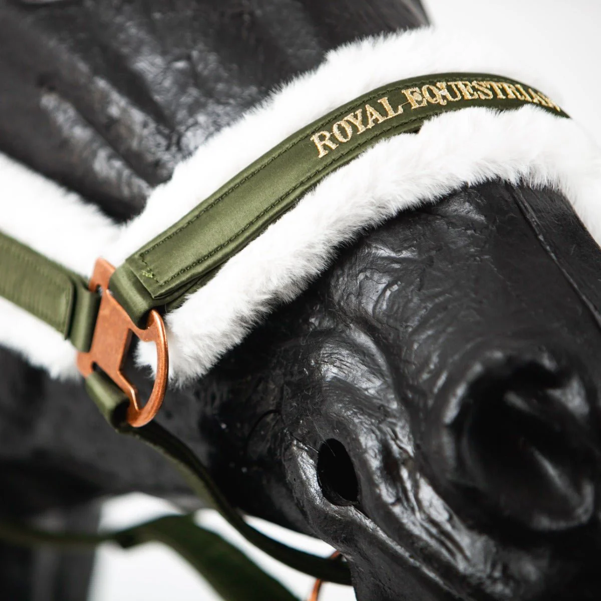 Royal Equestrian Fur Halter Olive White Full - Image 3