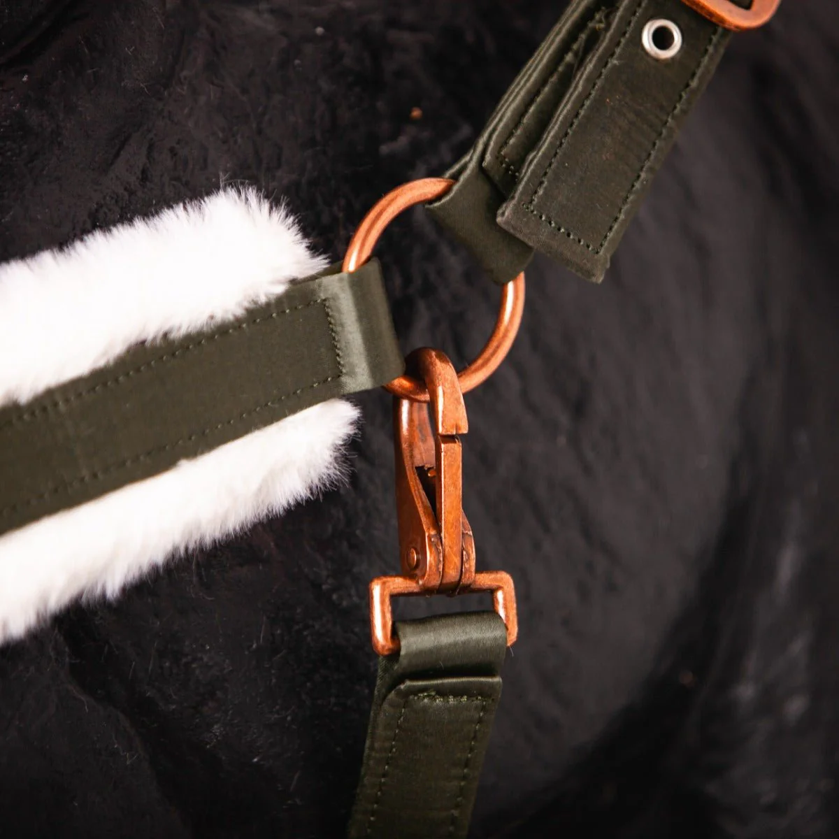 Royal Equestrian Fur Halter Olive White Full - Image 5