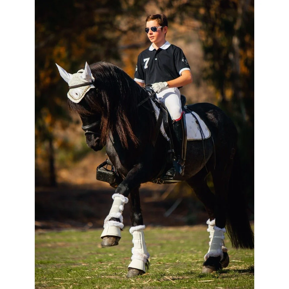 Royal Equestrian Saddle Pad Jump Show White Gold - Image 3