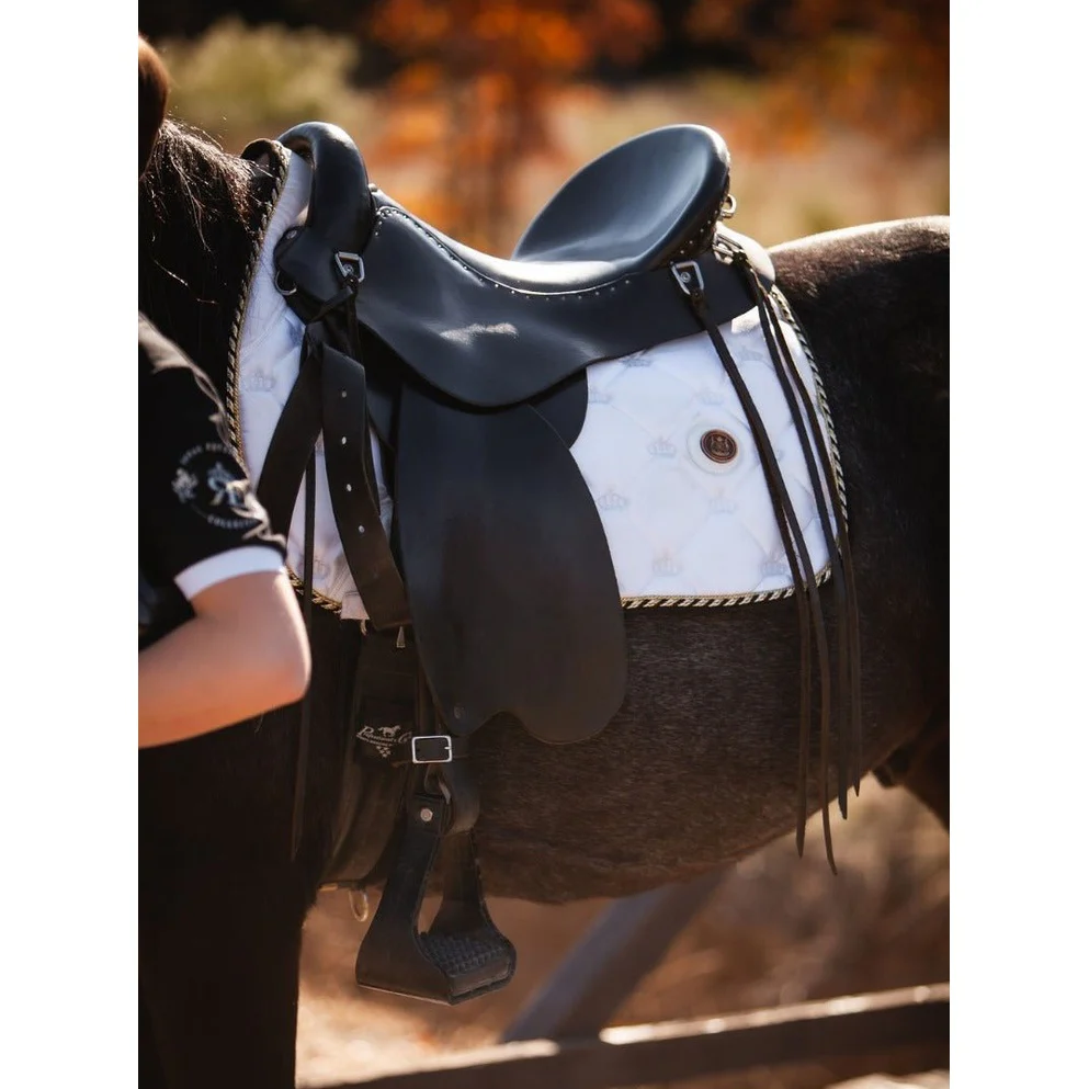 Royal Equestrian Saddle Pad Jump Show White Gold - Image 4