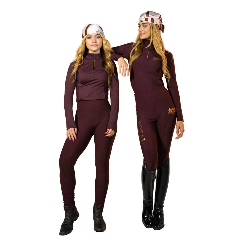 Royal Equestrian Riding Tights Knee Grip Burgundy - Image 5