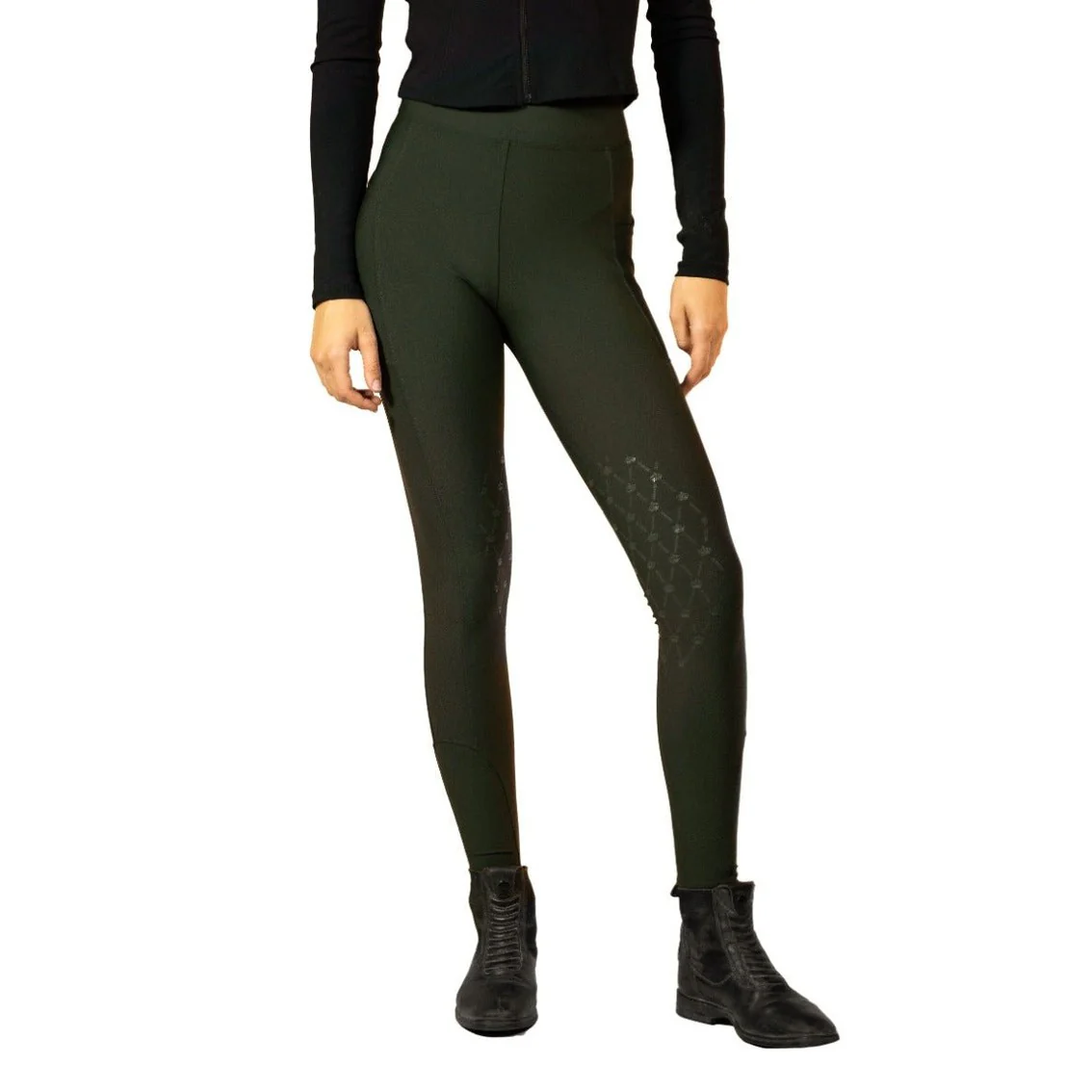 Royal Equestrian Riding Tights Knee Grip Olive - Image 6