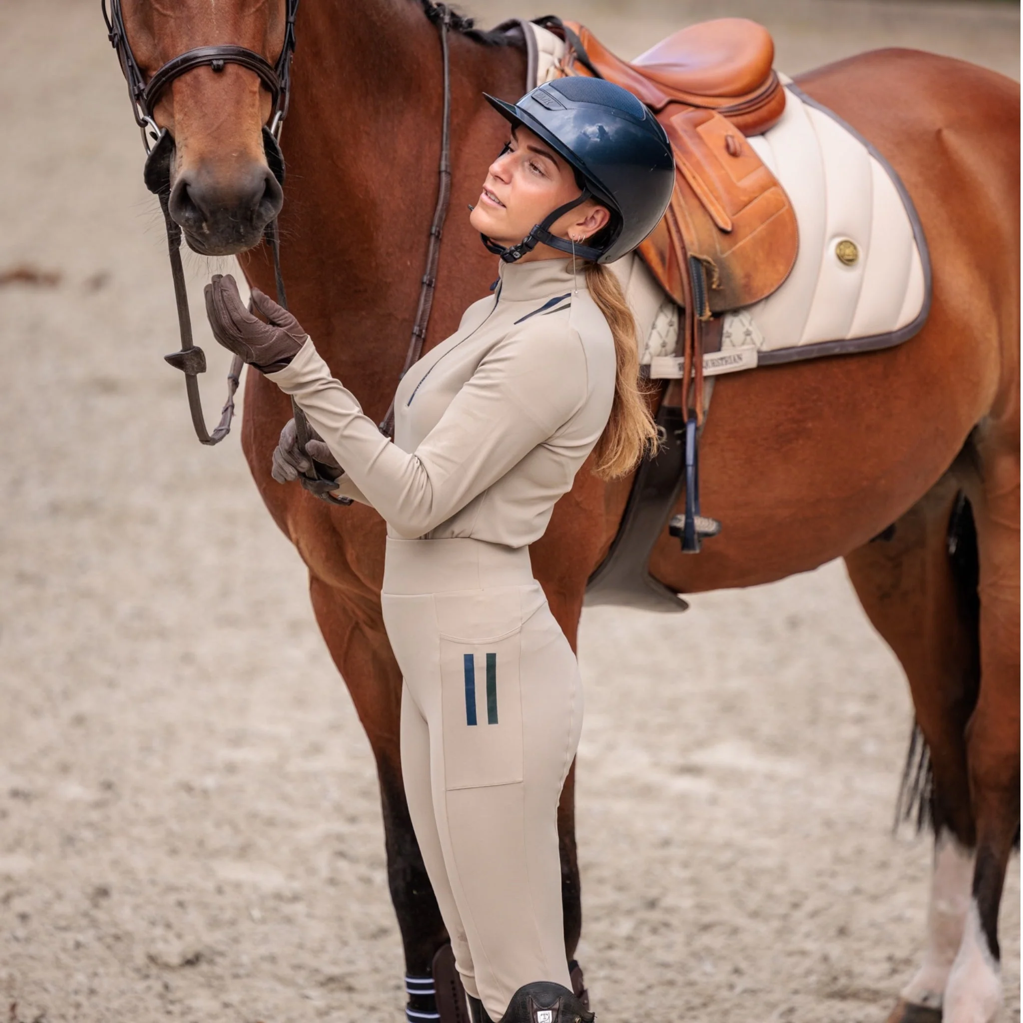 Royal Equestrian La Formation Riding Tights Knee Beige - Image 9