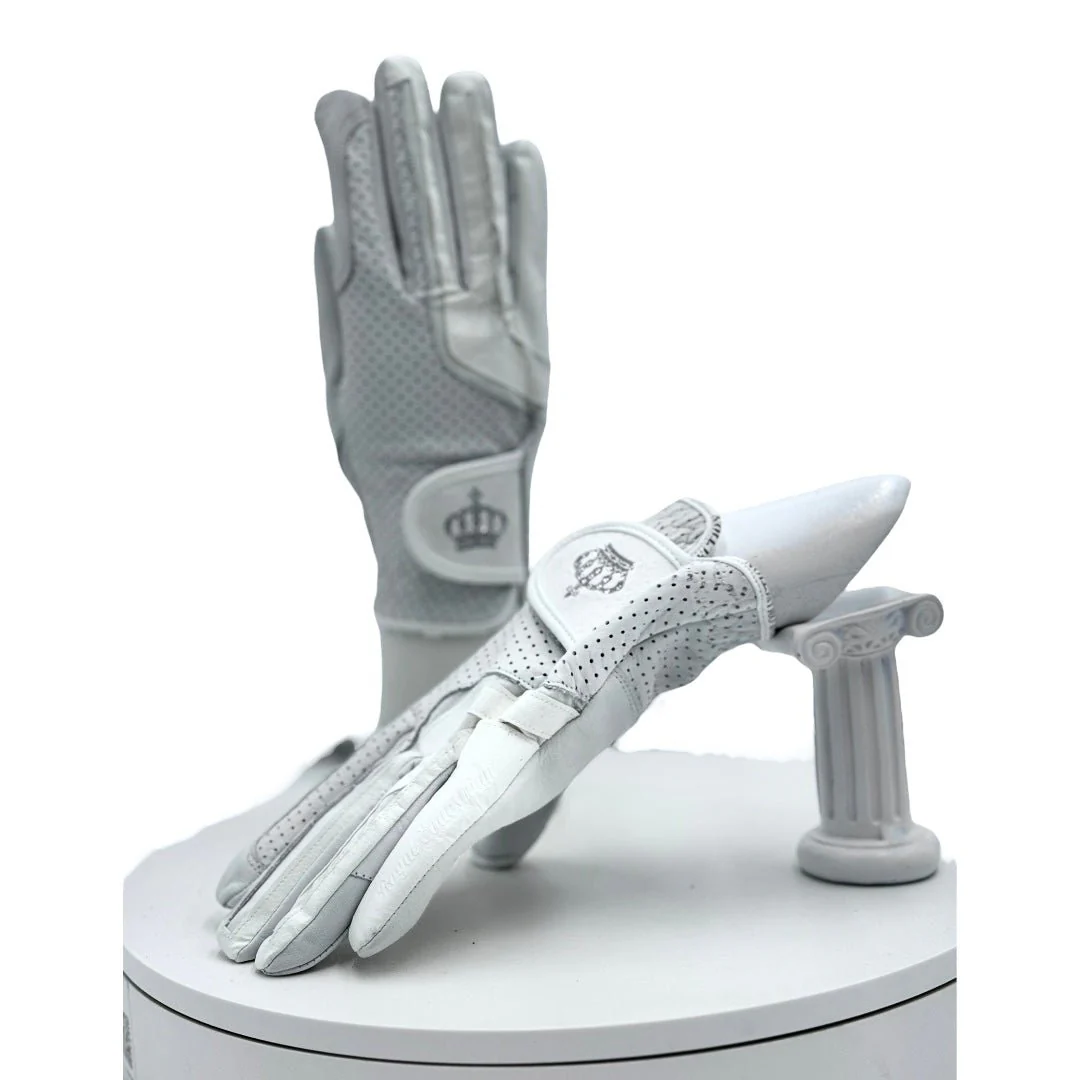Royal Equestrian Leather Riding Gloves Crystal White - Image 3