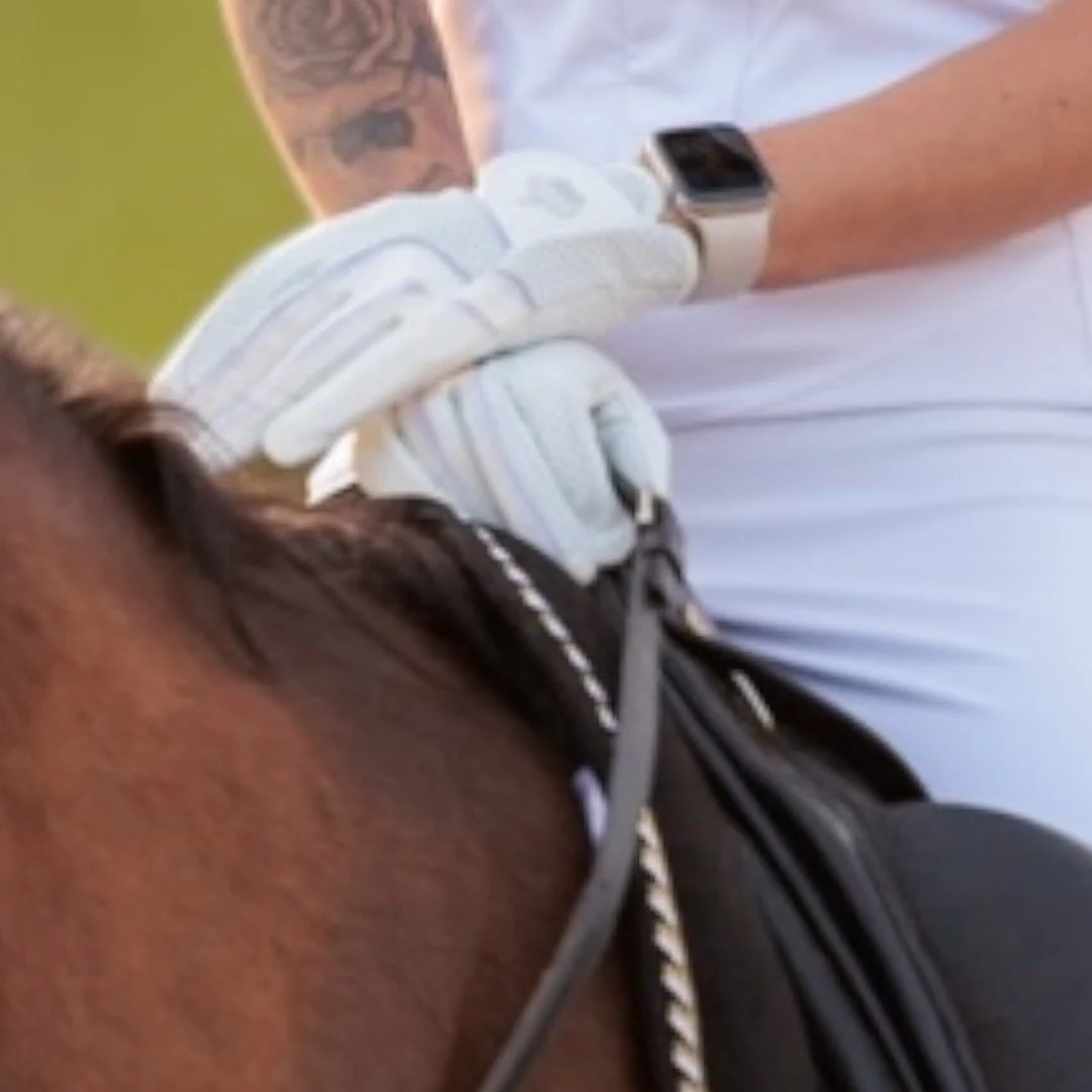 Royal Equestrian Leather Riding Gloves Crystal White - Image 5