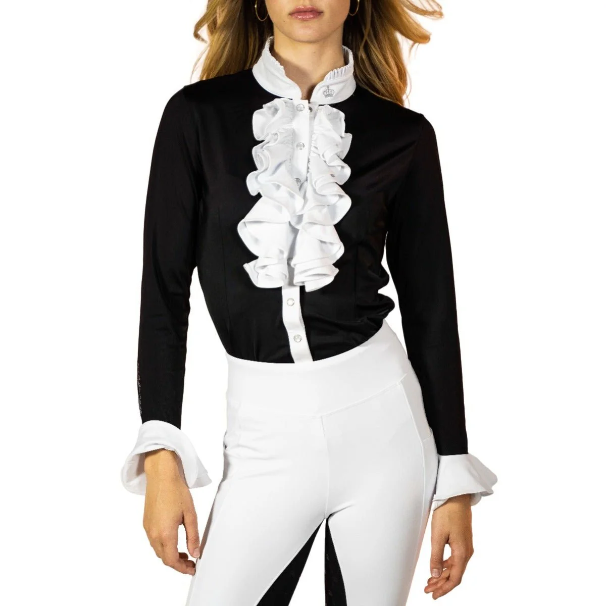 Royal Equestrian Long Sleeve Competition Brenda Shirt With White Ruffle - Image 3