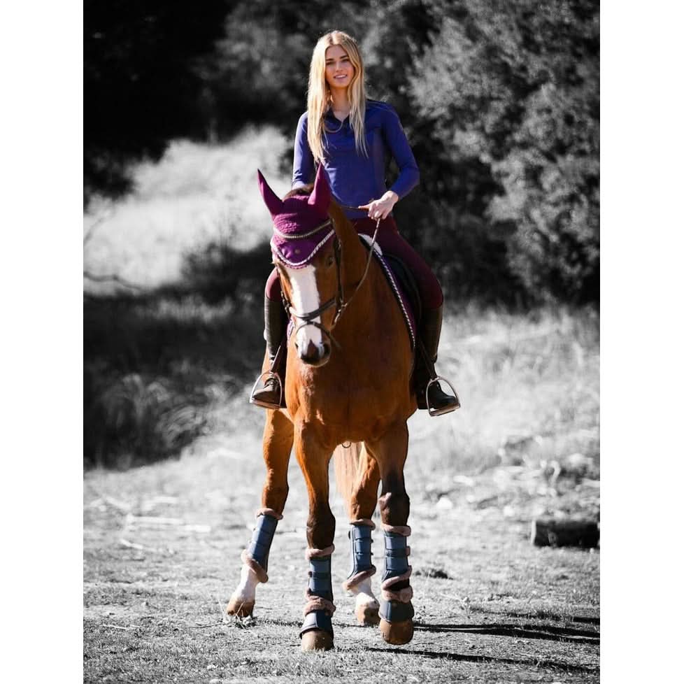 Royal Equestrian Premium Ear Bonnet Purple Navy Full - Image 6