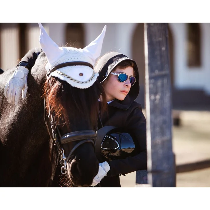 Royal Equestrian Premium Ear Bonnet White Gold Full - Image 4